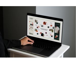 working on laptop on branding services