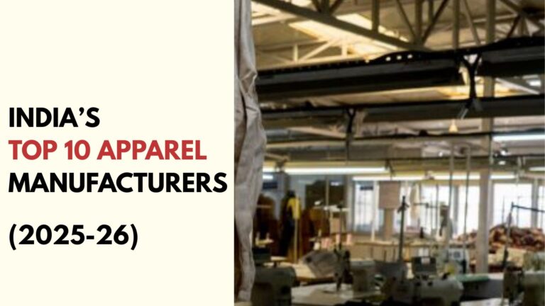 garment factory and text written as - india's top 10 apparel manufacturers