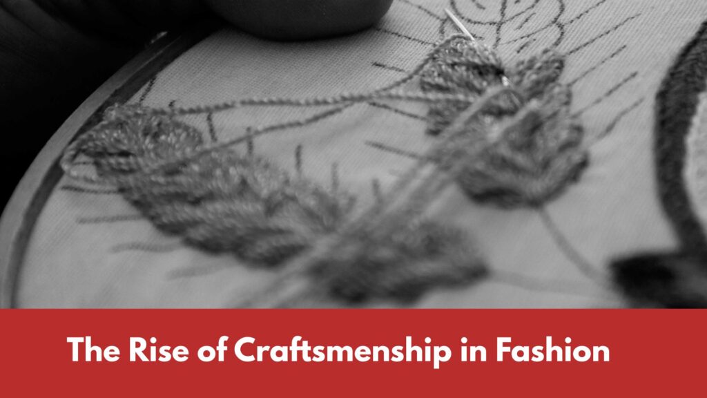 close up of hand embriodery with text rise of craftsmenship