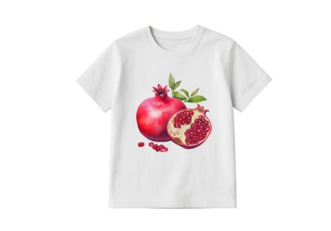 pomegranate printed t-shirt with pigment dye