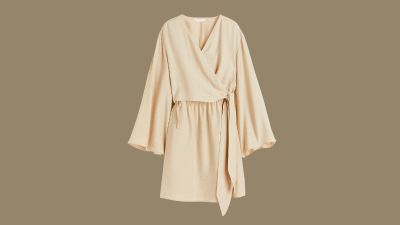ladies jersey knit dress in beige color