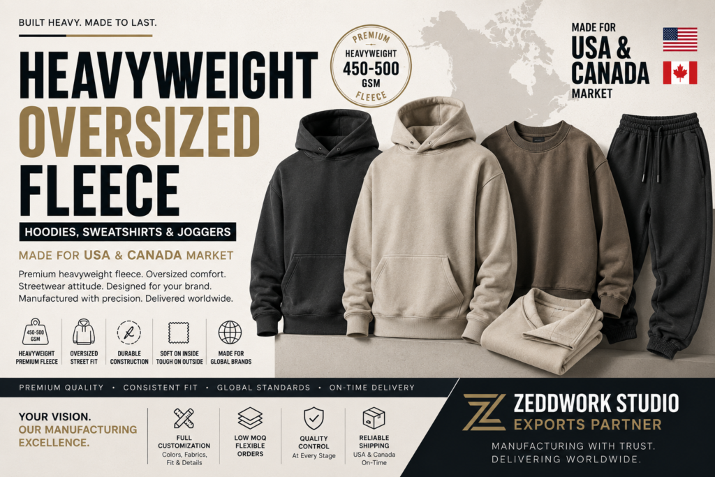 Heavyweight and oversized hoodie manufacturers for USA and Canada Market